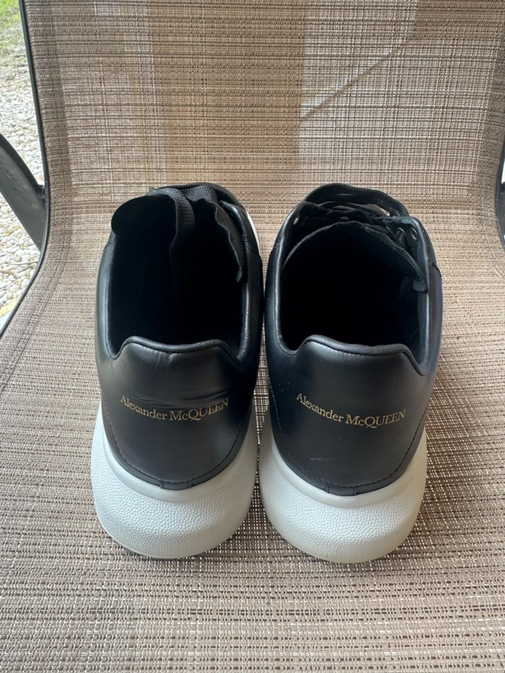 Alexander McQueen Black Leather Sneakers with White Sole - Picture 5 of 5